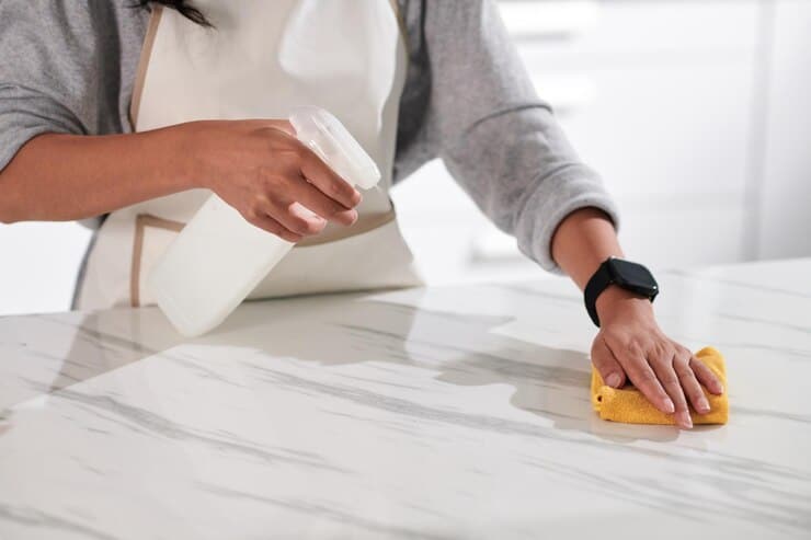 cleaning kitchen countertops