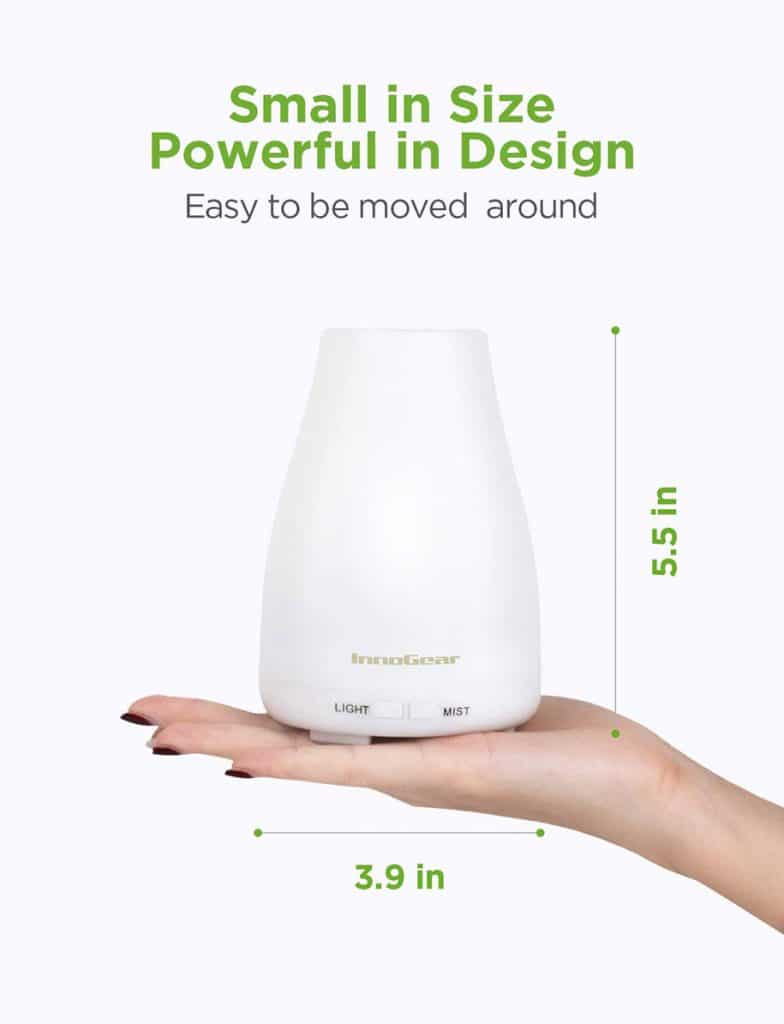 nnoGear Essential Oil Diffuser Cool Mist Humidifier Small Powerful Design